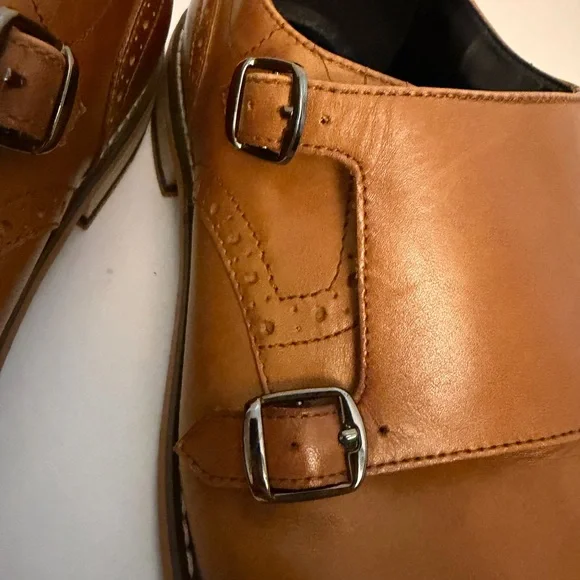 Bar III Tan Jesse Leather Men's Monk Strap Oxfords Men’s 12 - Picture 10 of 12